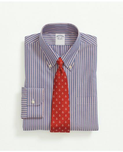 Stretch Supima® Cotton Non-Iron Pinpoint Oxford Button-Down Collar, Outline Stripe Dress Shirt, image 1