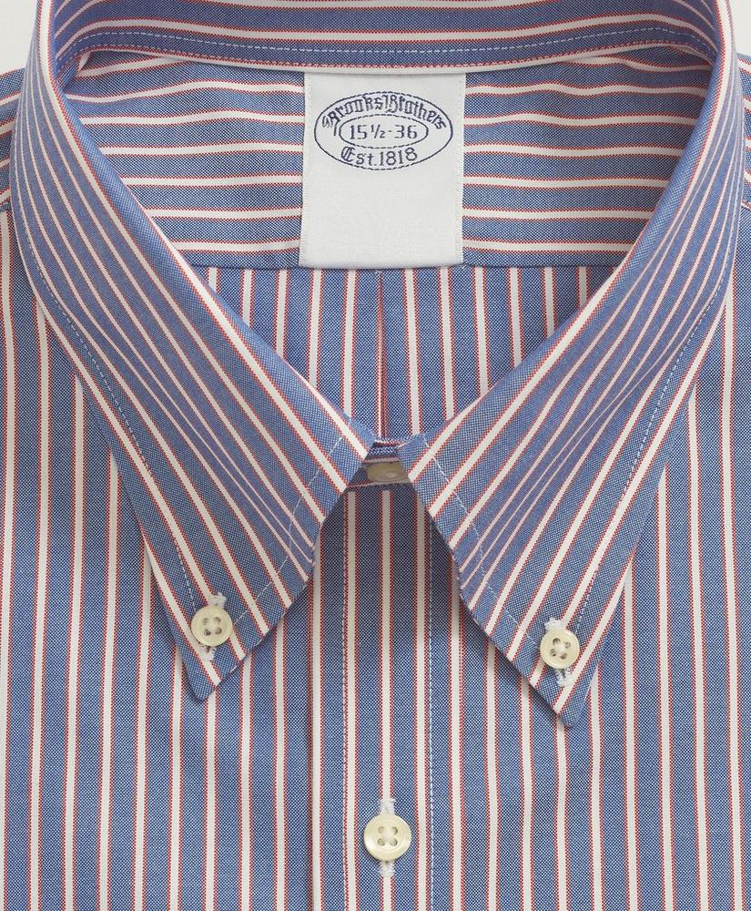 Stretch Supima® Cotton Non-Iron Pinpoint Oxford Button-Down Collar, Outline Stripe Dress Shirt, image 2