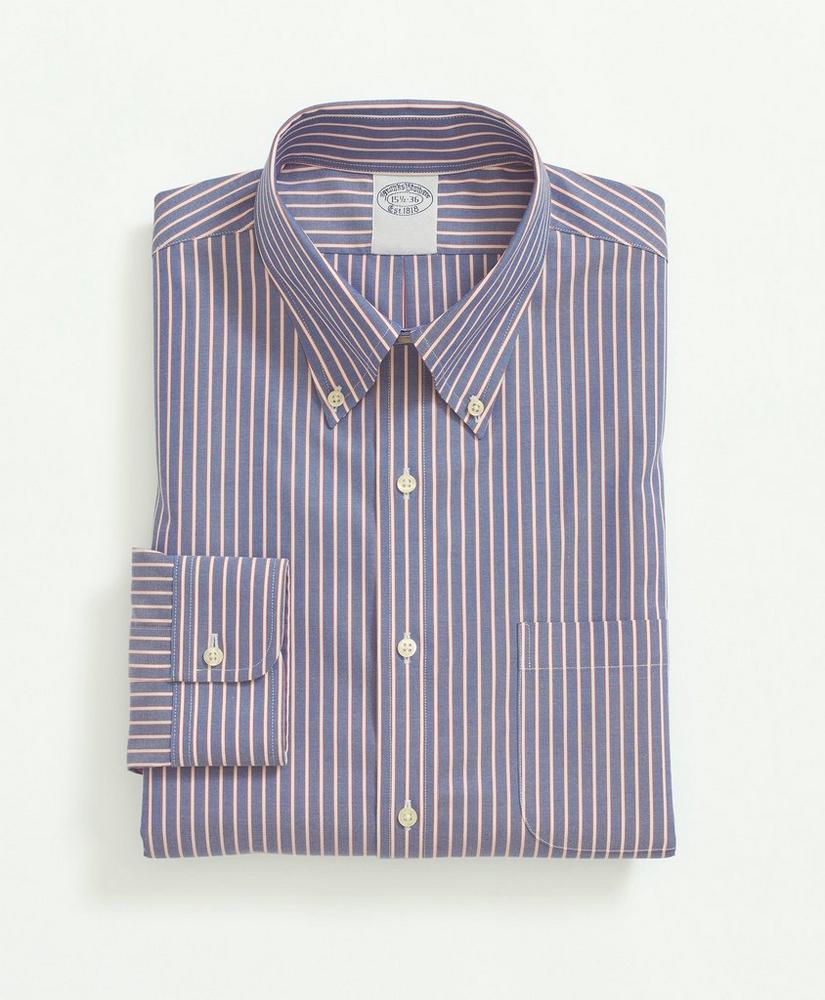 Stretch Supima® Cotton Non-Iron Pinpoint Oxford Button-Down Collar, Outline Stripe Dress Shirt, image 3