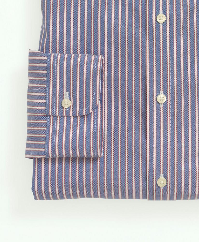 Stretch Supima® Cotton Non-Iron Pinpoint Oxford Button-Down Collar, Outline Stripe Dress Shirt, image 4