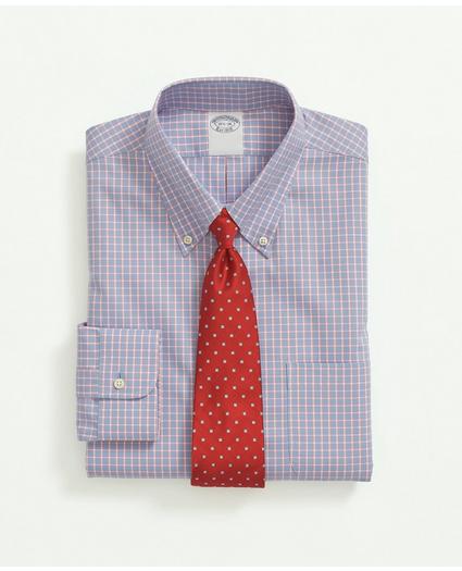 Stretch Supima® Cotton Non-Iron Pinpoint Oxford Button-Down Collar, Outline Check Dress Shirt, image 1
