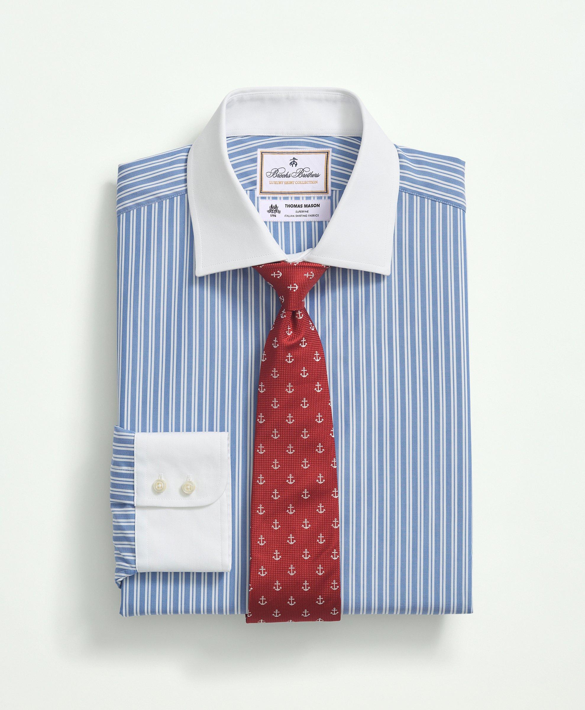 Brooks Brothers X Thomas Mason® Cotton Poplin English Collar, Stripe Dress  Shirt