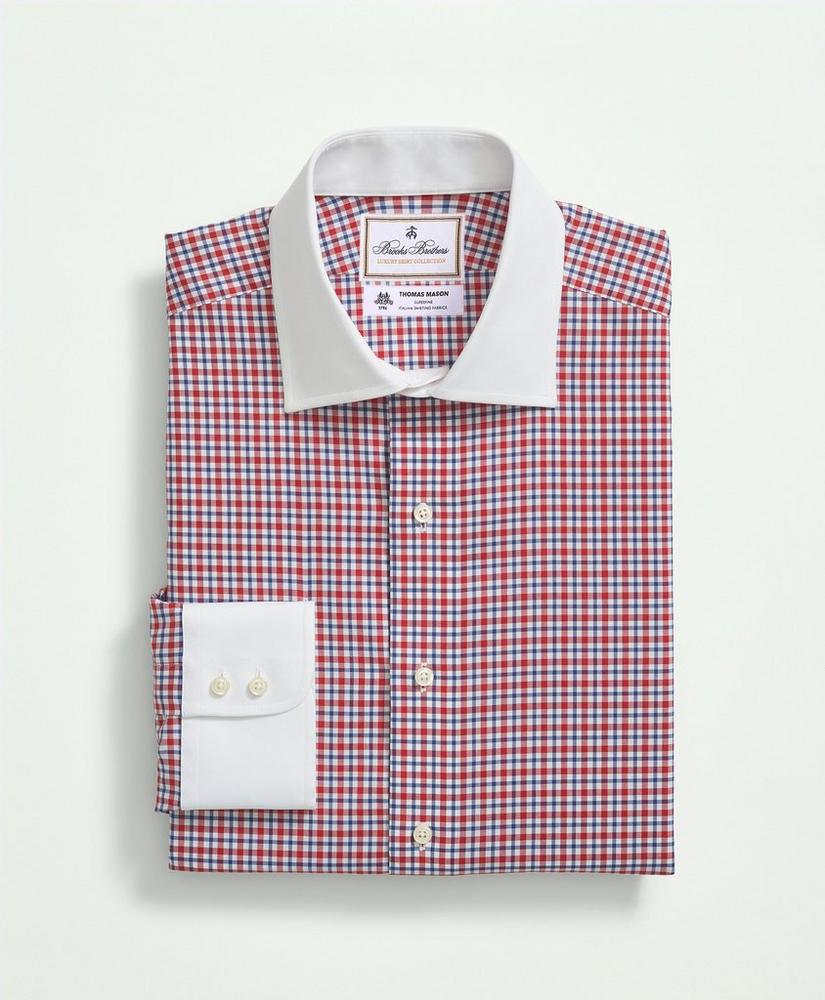 Brooks Brothers X Thomas Mason® Cotton Poplin English Collar, Check Dress Shirt, image 4