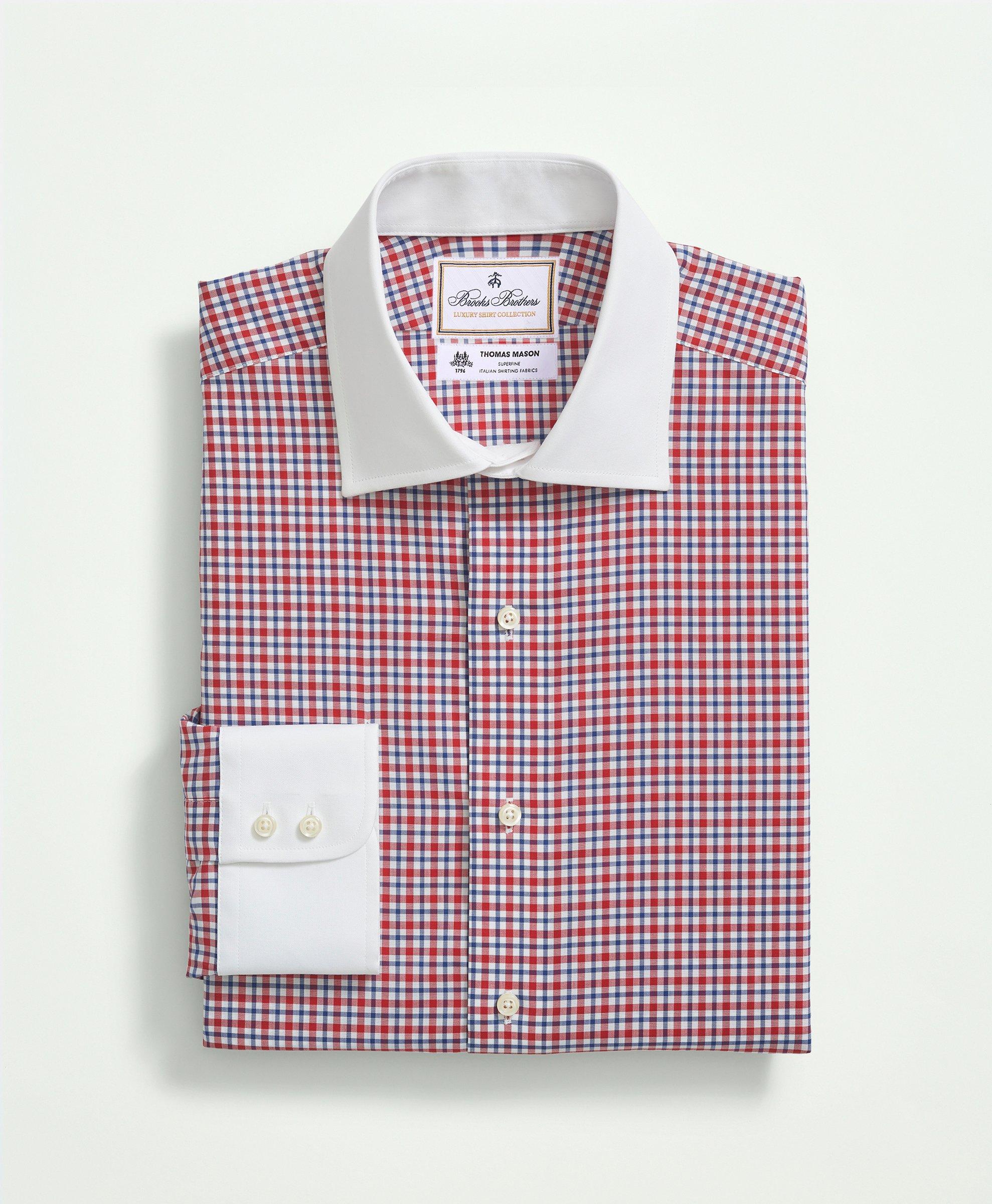 Brooks Brothers X Thomas Mason® Cotton Poplin English Collar, Check Dress  Shirt