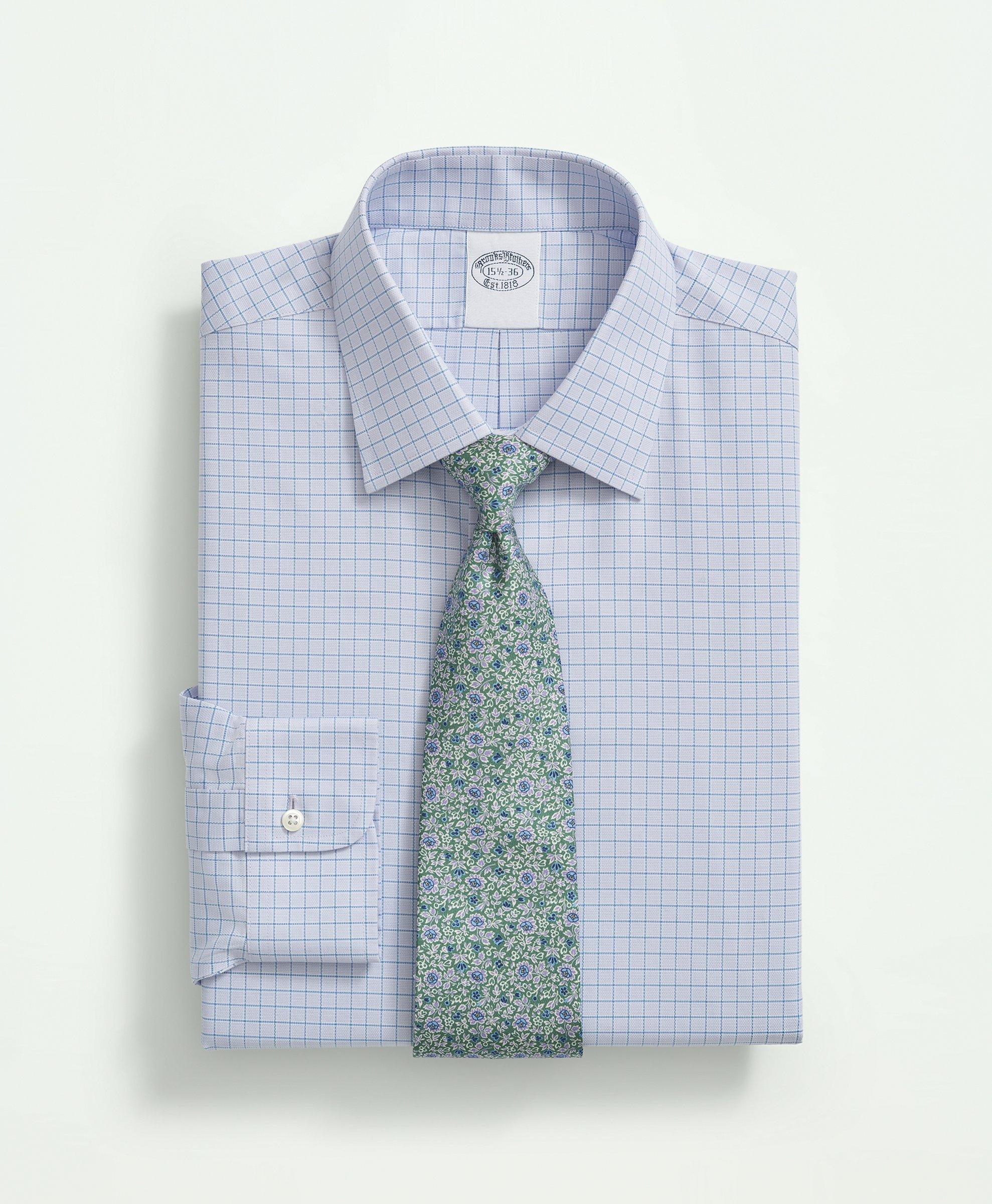 Stretch Supima® Cotton Non-Iron Royal Oxford Ainsley Collar, Windowpane Dress Shirt, image 1