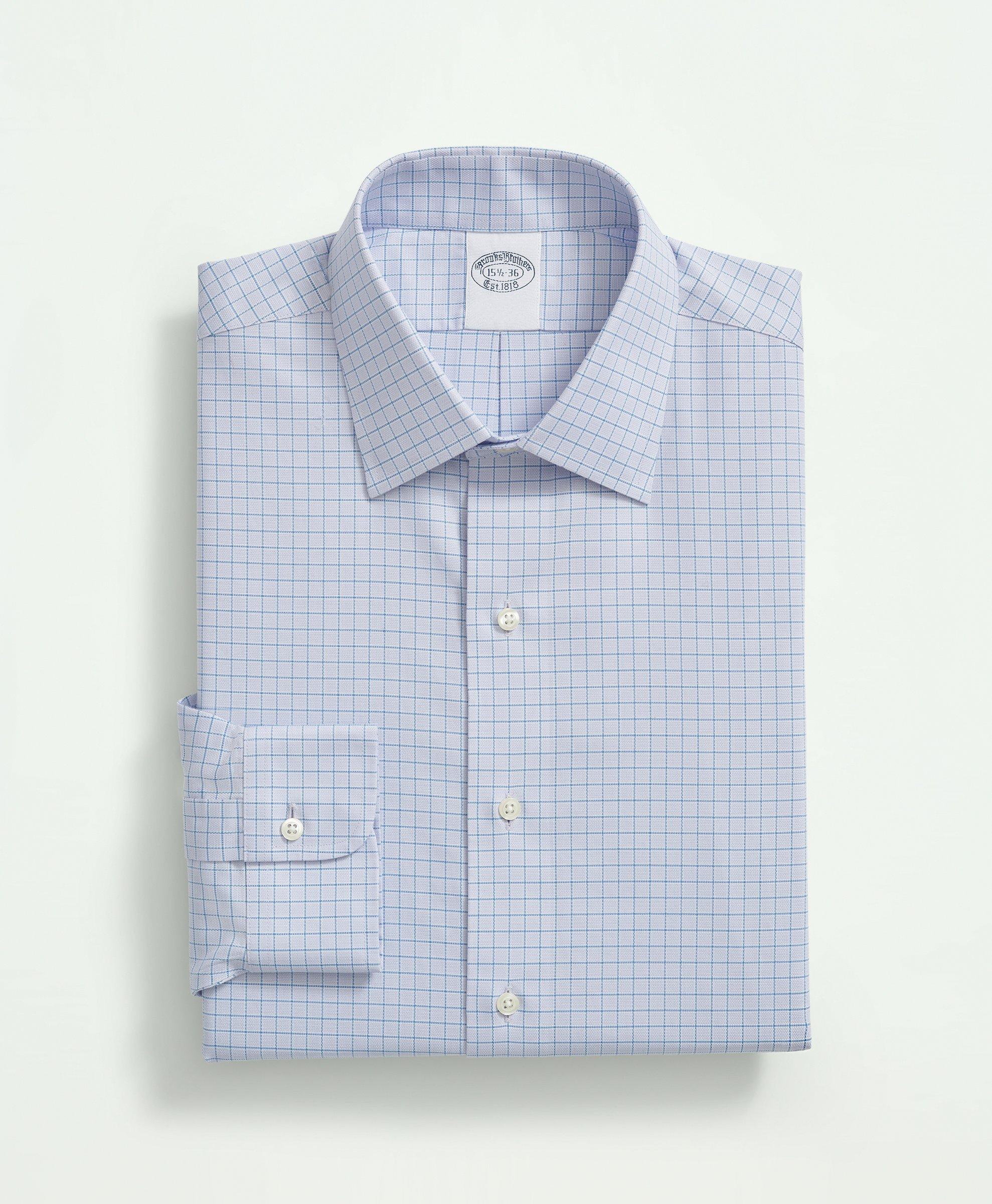Stretch Supima® Cotton Non-Iron Royal Oxford Ainsley Collar, Windowpane Dress Shirt, image 3