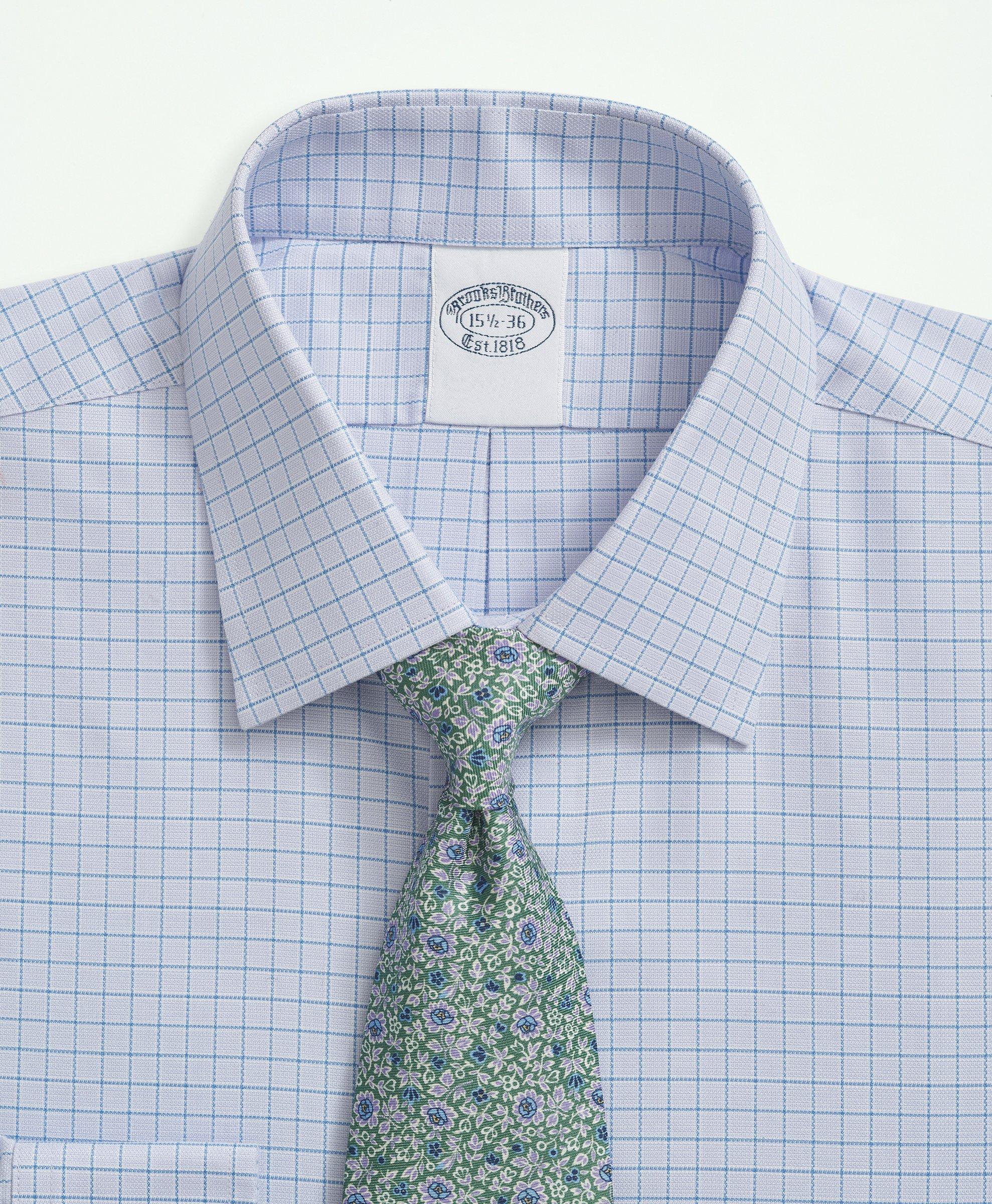 Stretch Supima® Cotton Non-Iron Royal Oxford Ainsley Collar, Windowpane Dress Shirt, image 4