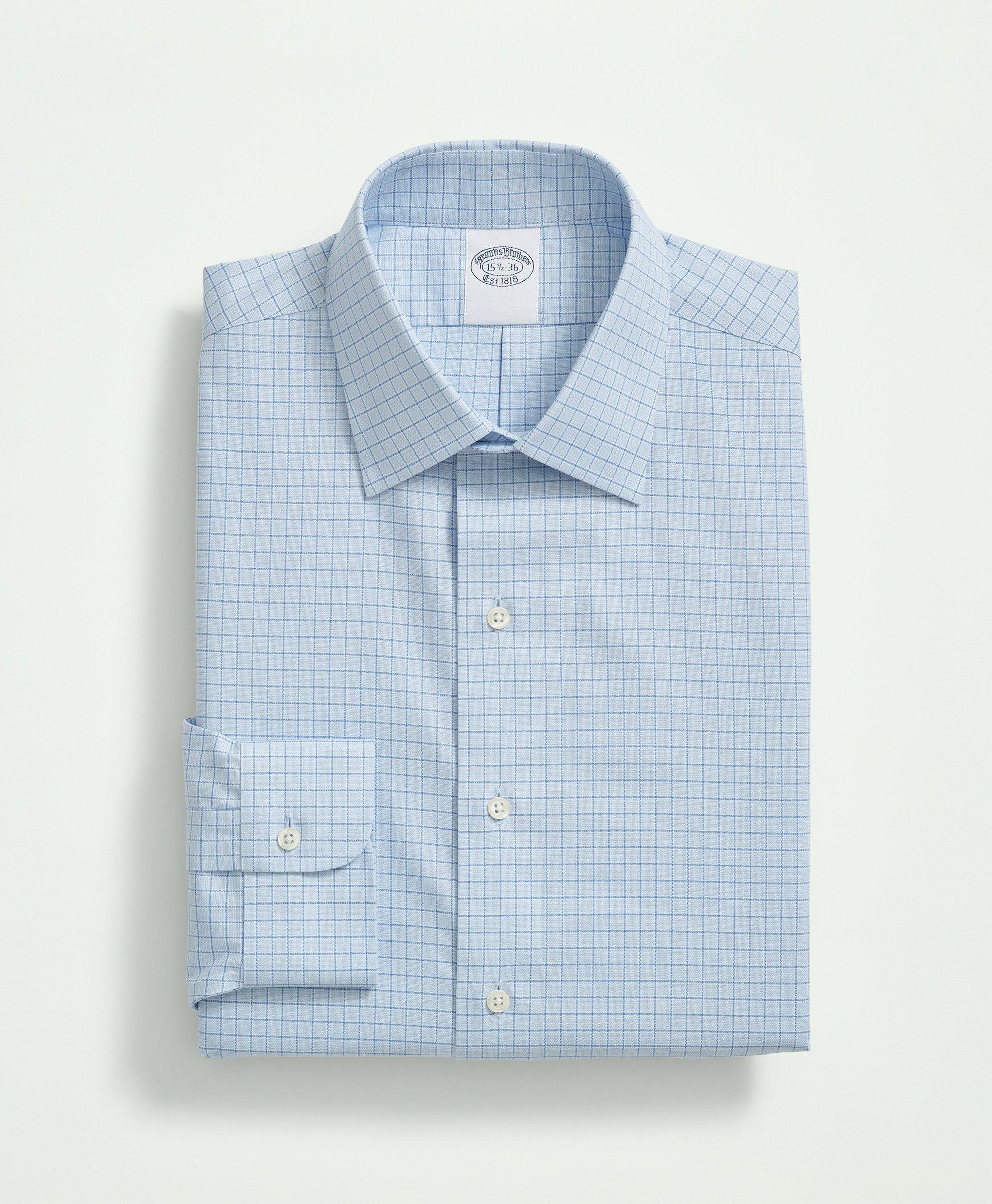 Stretch Supima Cotton Non-Iron Royal Oxford Ainsley Collar, Windowpane Dress Shirt