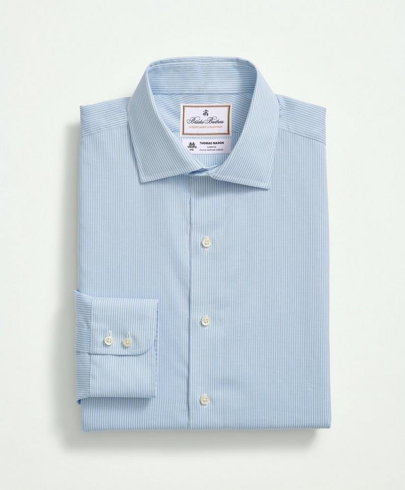 Brooks Brothers X Thomas Mason® Cotton-Linen English Spread Collar, Mini Stripe Dress Shirt, image 5