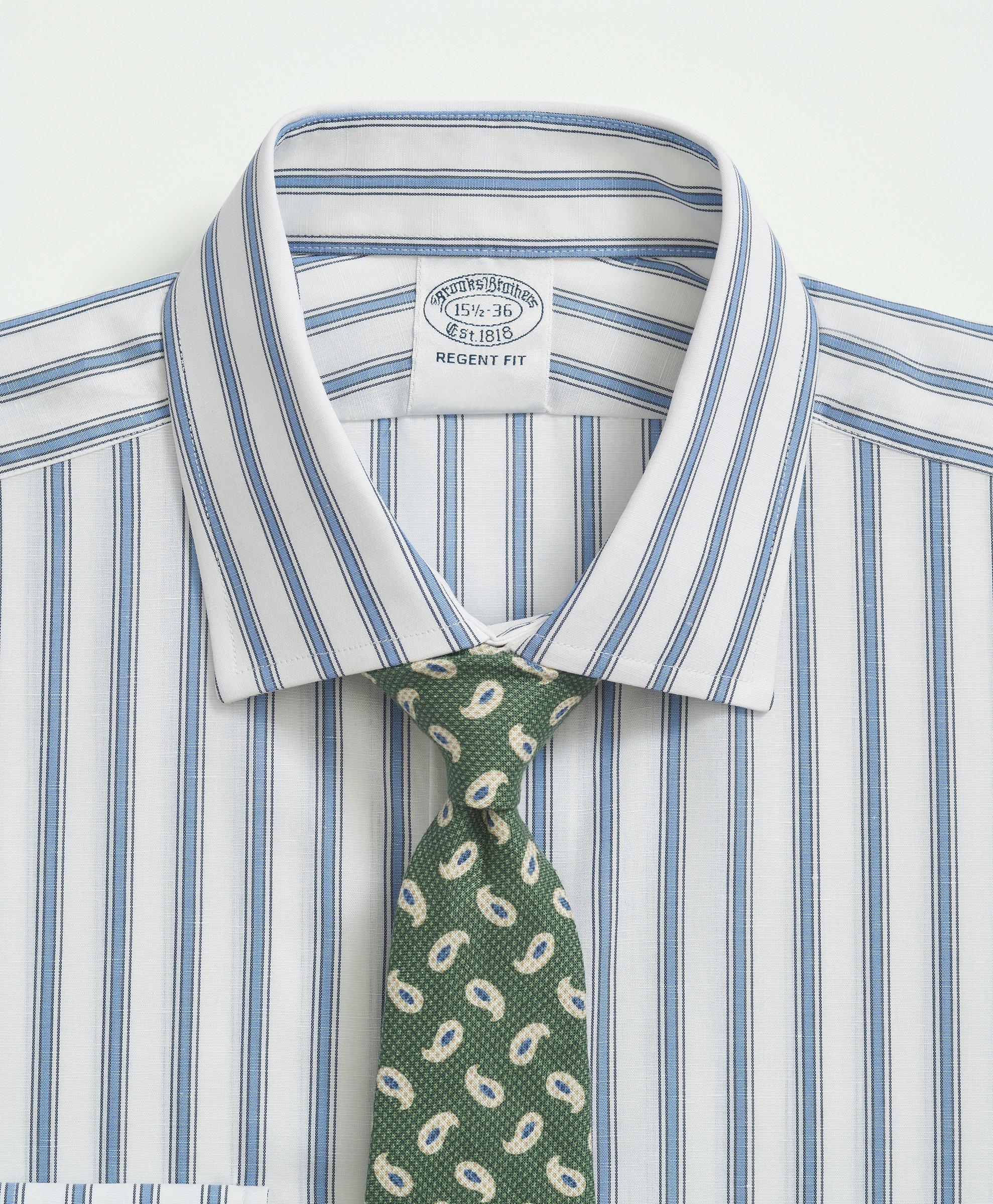 Brooks Brothers X Thomas Mason® Cotton-Linen English Spread Collar, Stripe  Dress Shirt