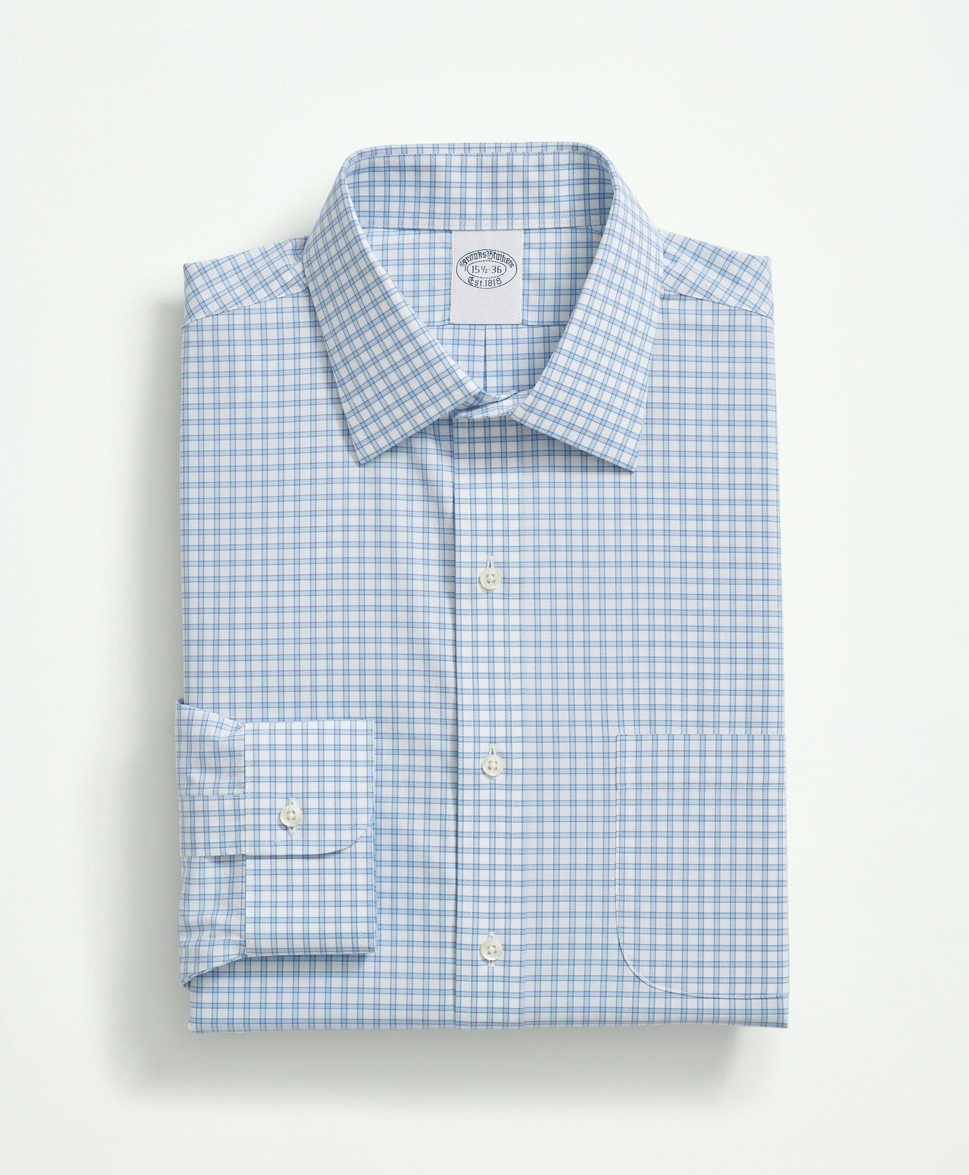 Stretch Supima® Cotton Non-Iron Poplin Ainsley Collar, Check Dress Shirt, image 3
