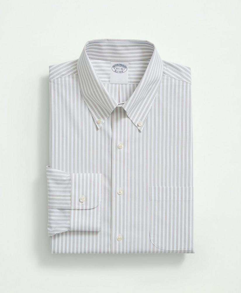 Stretch Supima® Cotton Non-Iron Poplin Button Down Collar, Ground Stripe Dress Shirt, image 3