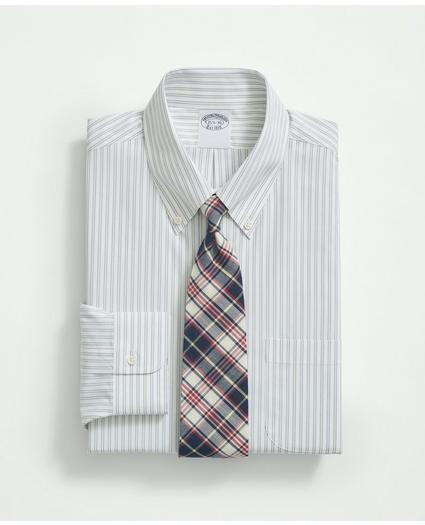 Stretch Supima® Cotton Non-Iron Poplin Button Down Collar, Ground Stripe Dress Shirt, image 1