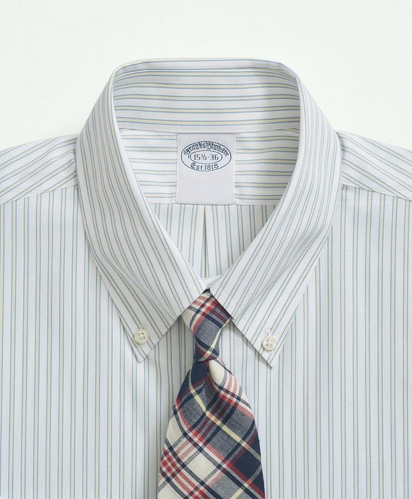 Stretch Supima® Cotton Non-Iron Poplin Button Down Collar, Ground Stripe Dress Shirt, image 4
