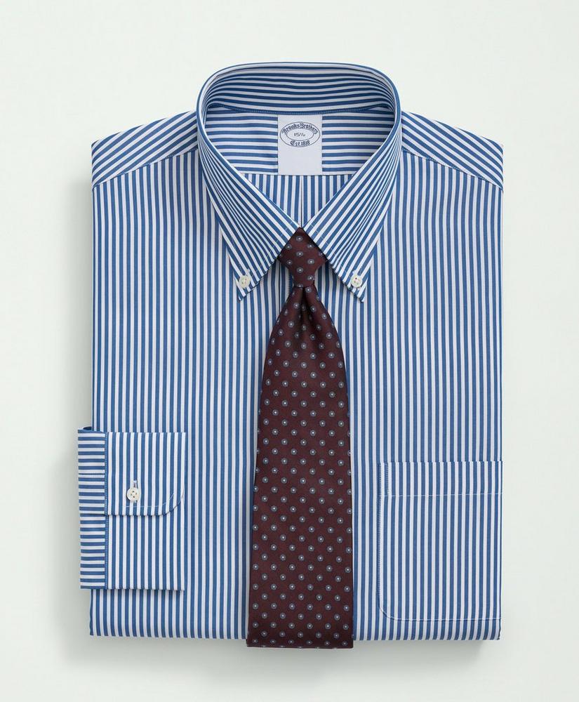 Supima® Cotton Poplin Polo Button-Down Collar, Striped Dress Shirt, image 1