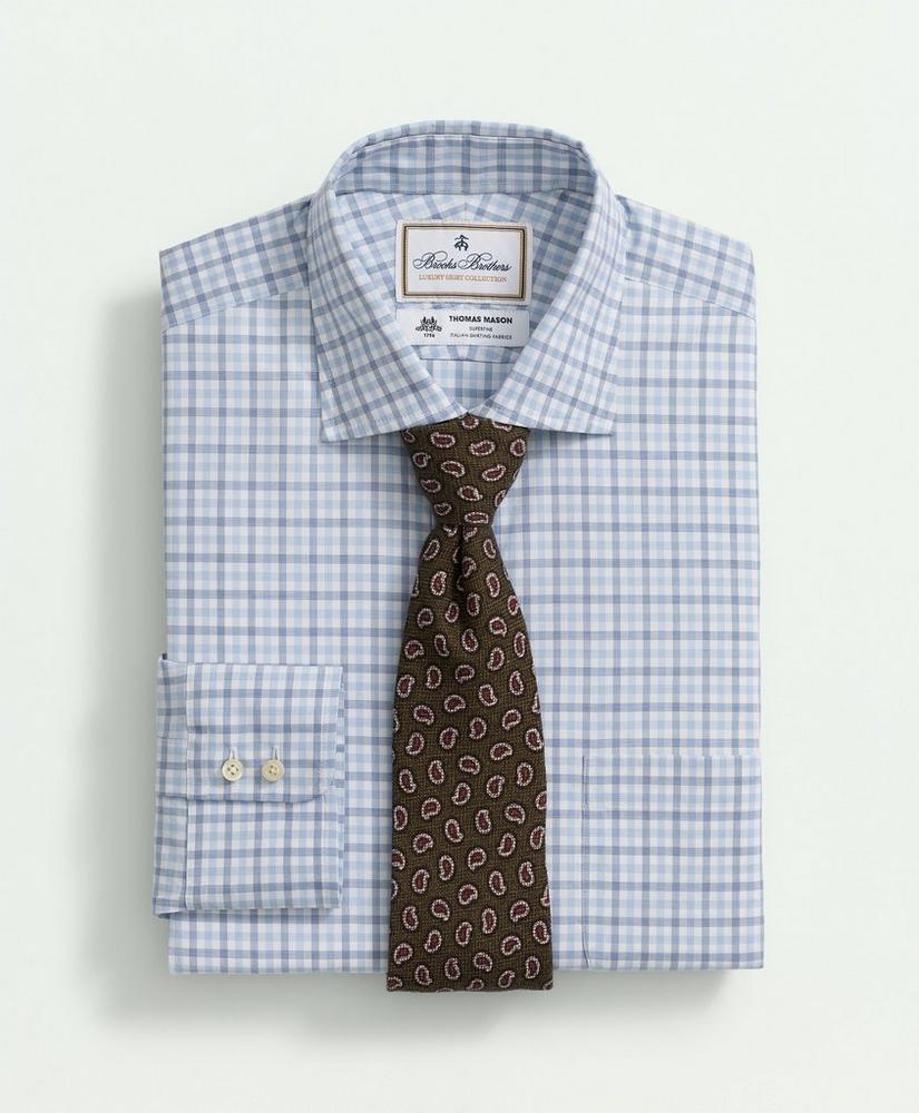 Brooks Brothers X Thomas Mason® Cotton Poplin English Collar, Checked Dress Shirt, image 1