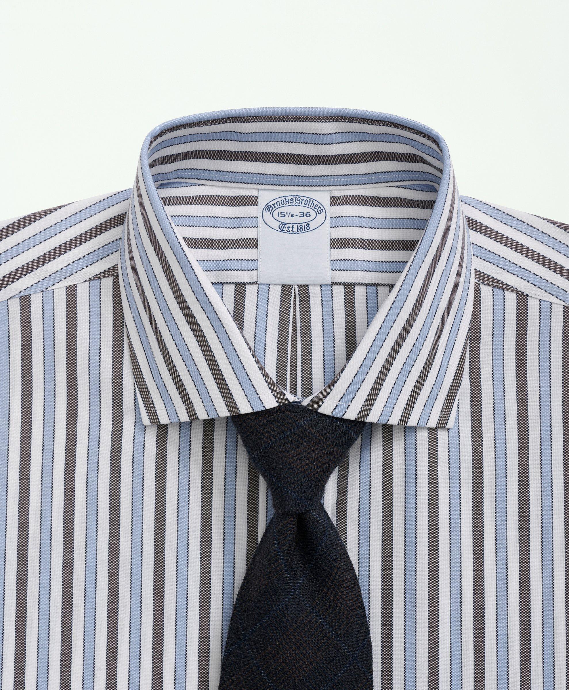 Brown striped hot sale dress shirt