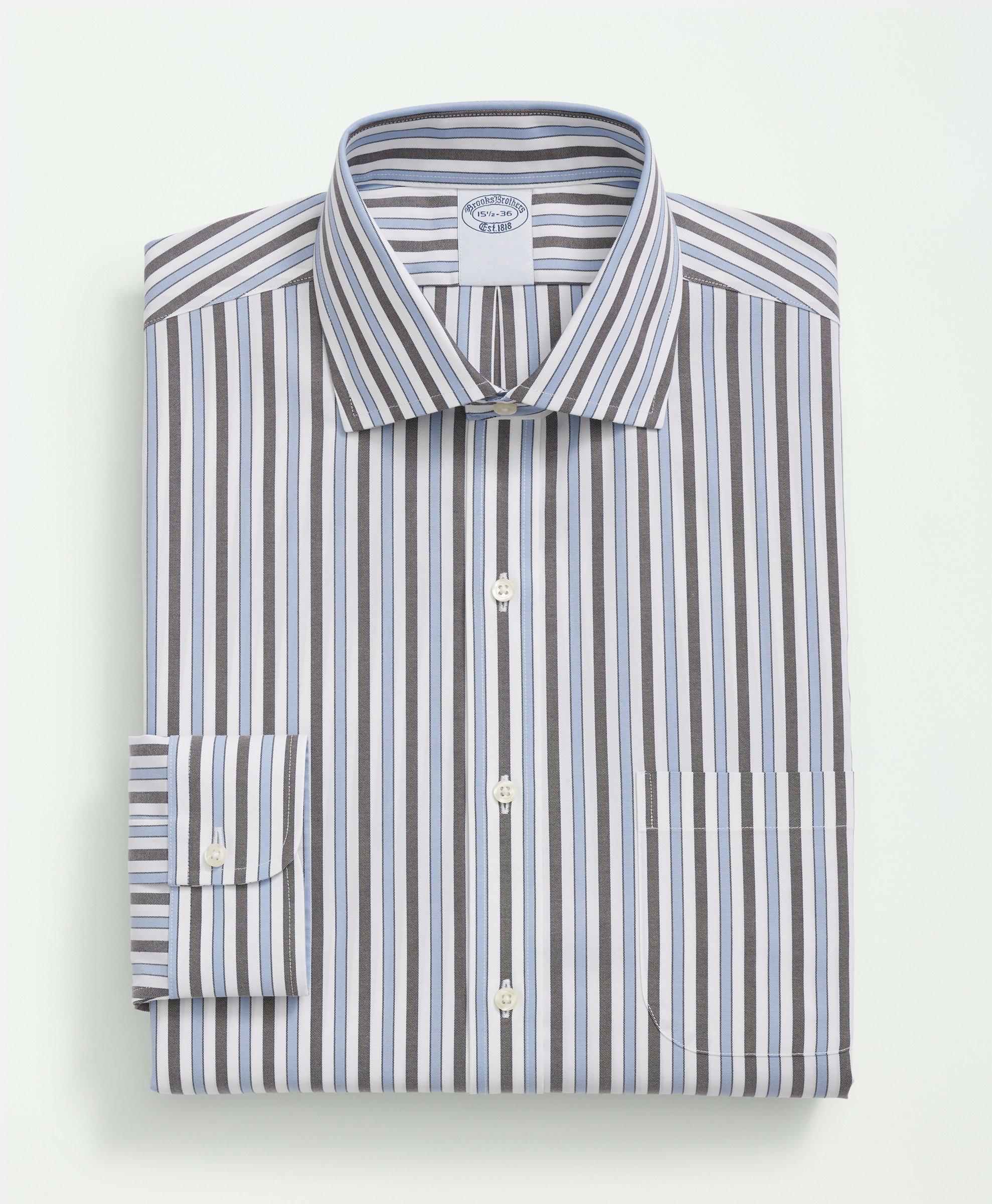 Stretch Supima® Cotton Non-Iron Pinpoint English Collar, Striped 