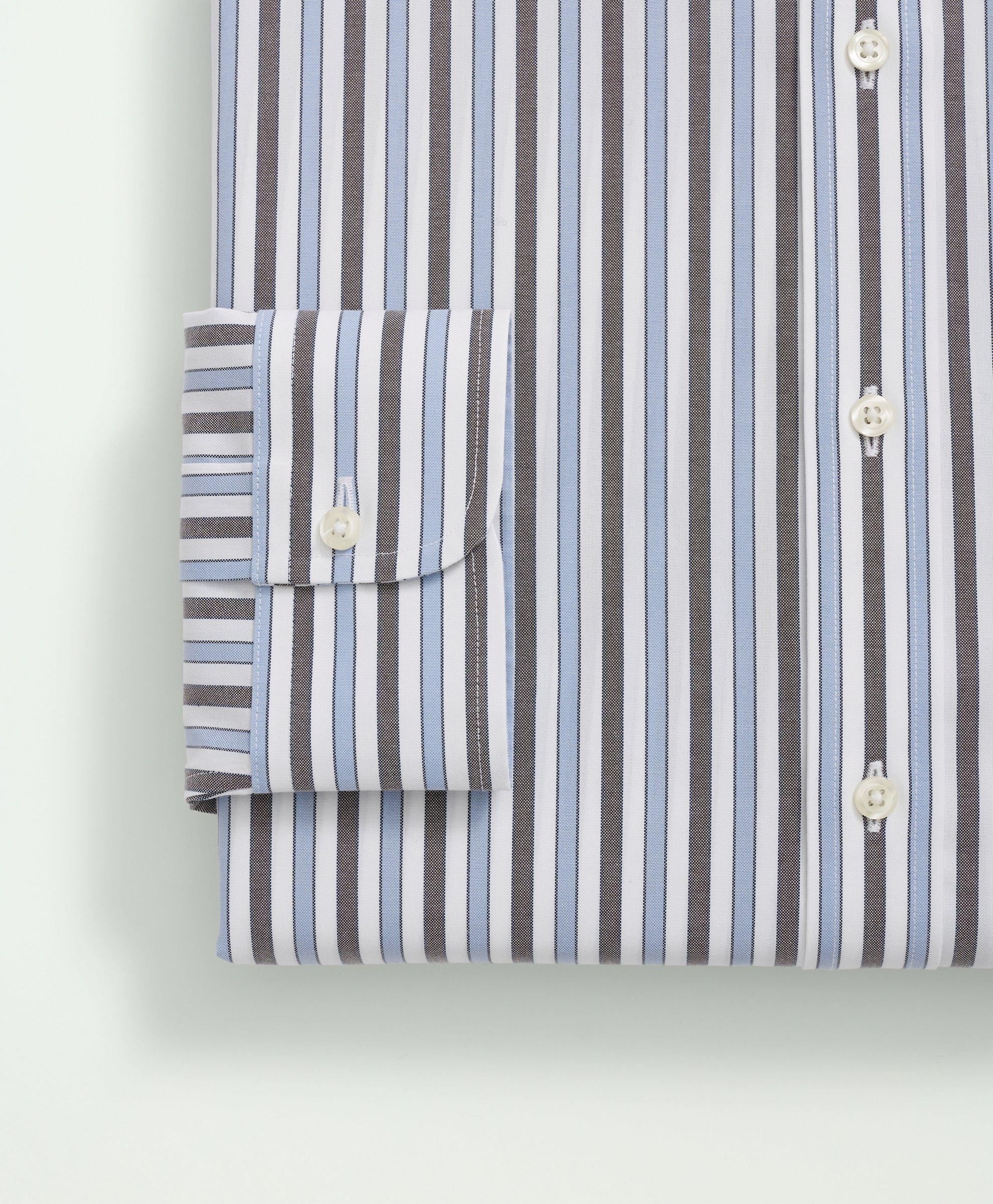 Stretch Supima® Cotton Non-Iron Pinpoint English Collar, Striped 