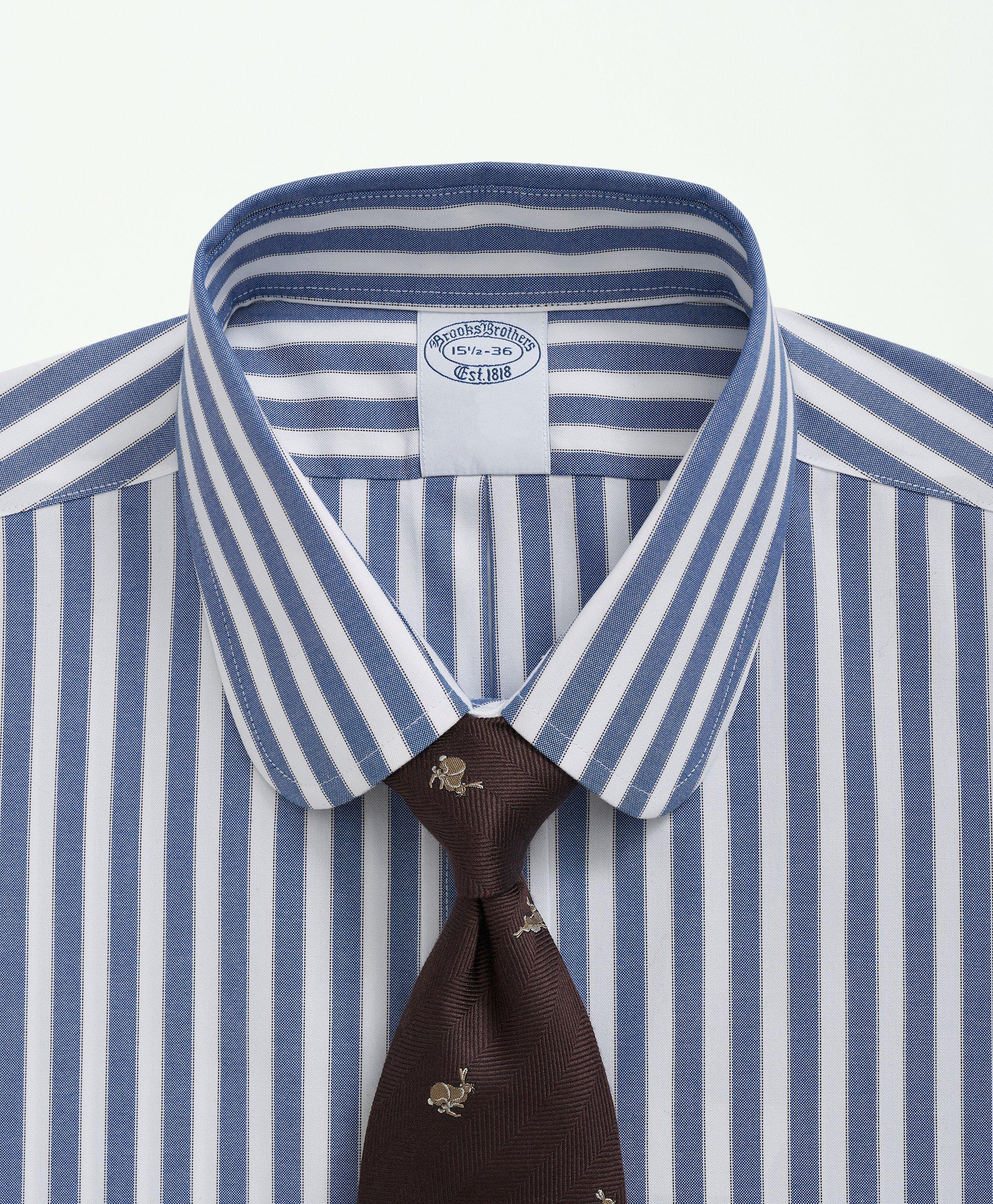 Stretch Supima® Cotton Non-Iron Pinpoint Club Collar, Striped