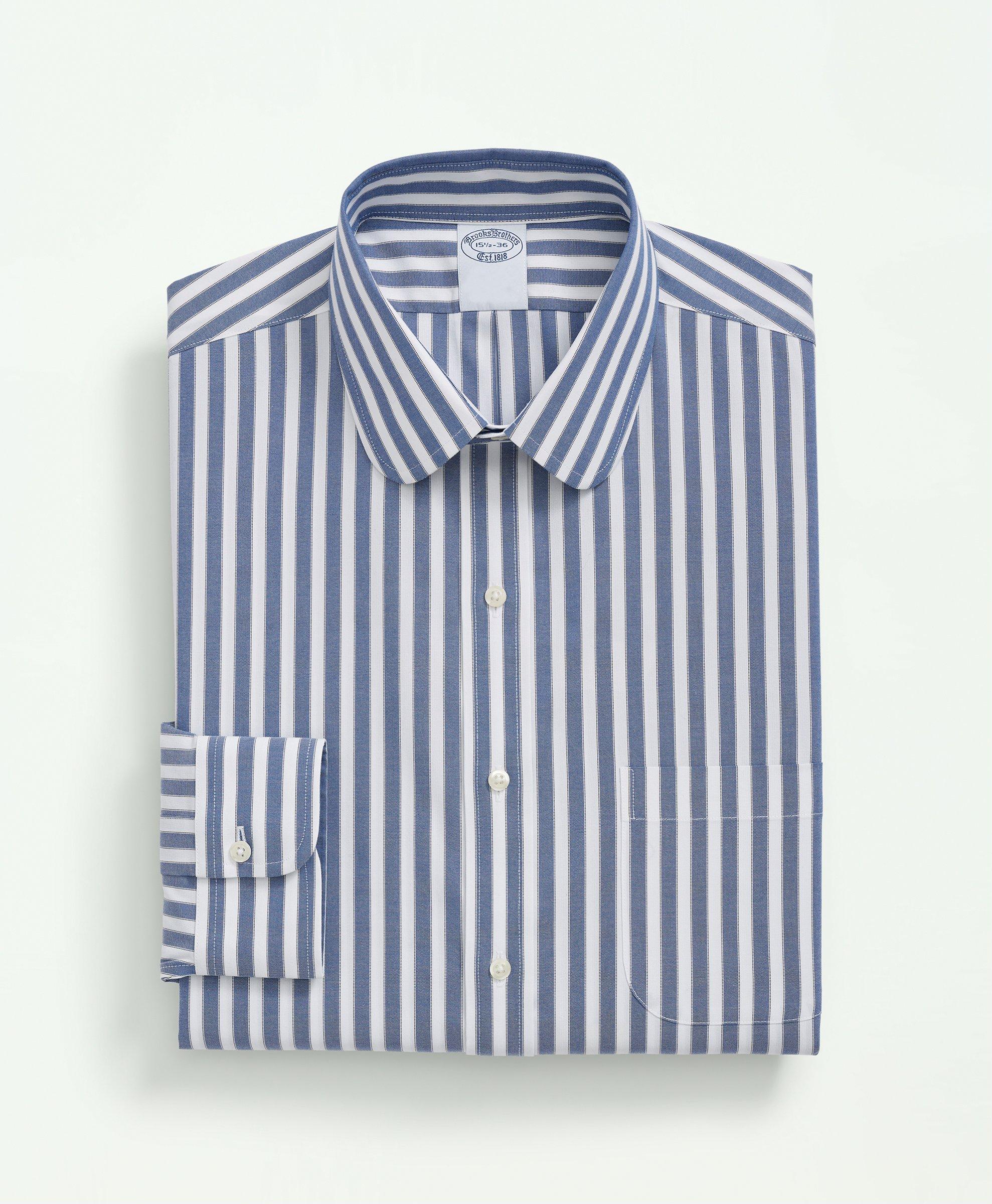 Stretch Supima® Cotton Non-Iron Pinpoint Club Collar, Striped 