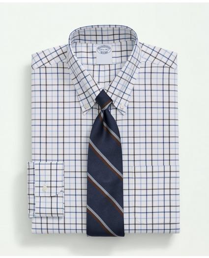 Stretch Supima® Cotton Non-Iron Pinpoint Polo Button-Down Collar, Windowpane Dress Shirt, image 1