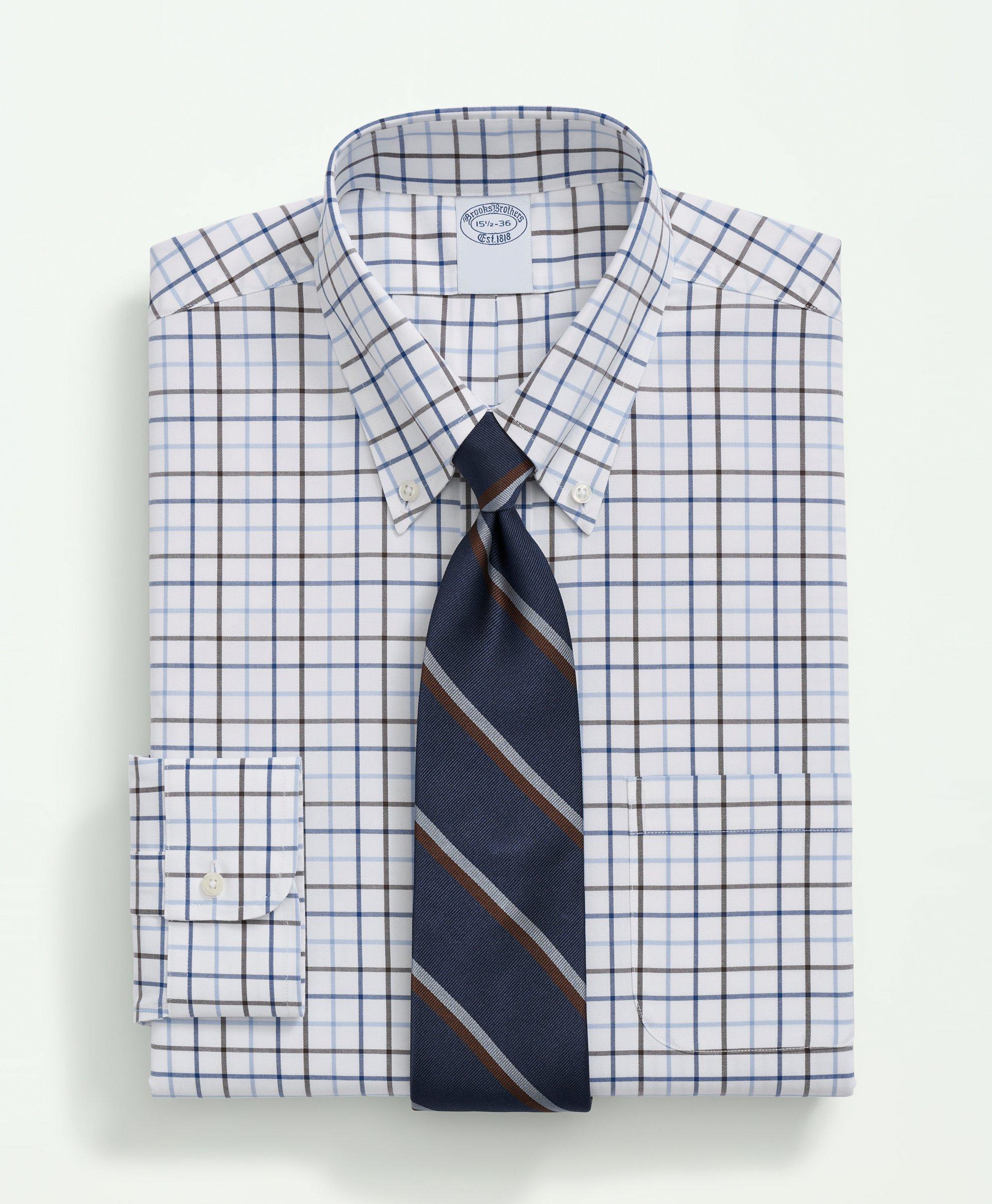 Stretch Supima® Cotton Non-Iron Pinpoint Polo Button-Down Collar 