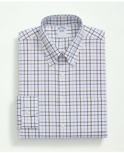 Stretch Supima® Cotton Non-Iron Pinpoint Polo Button-Down Collar, Windowpane Dress Shirt, image 4