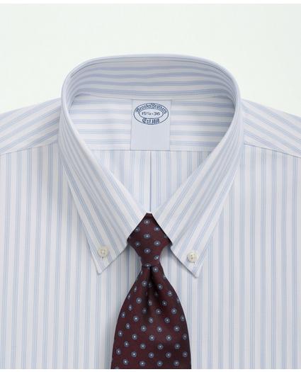 Stretch Supima® Cotton Non-Iron Poplin Polo Button Down Collar Track Striped Dress Shirt, image 2