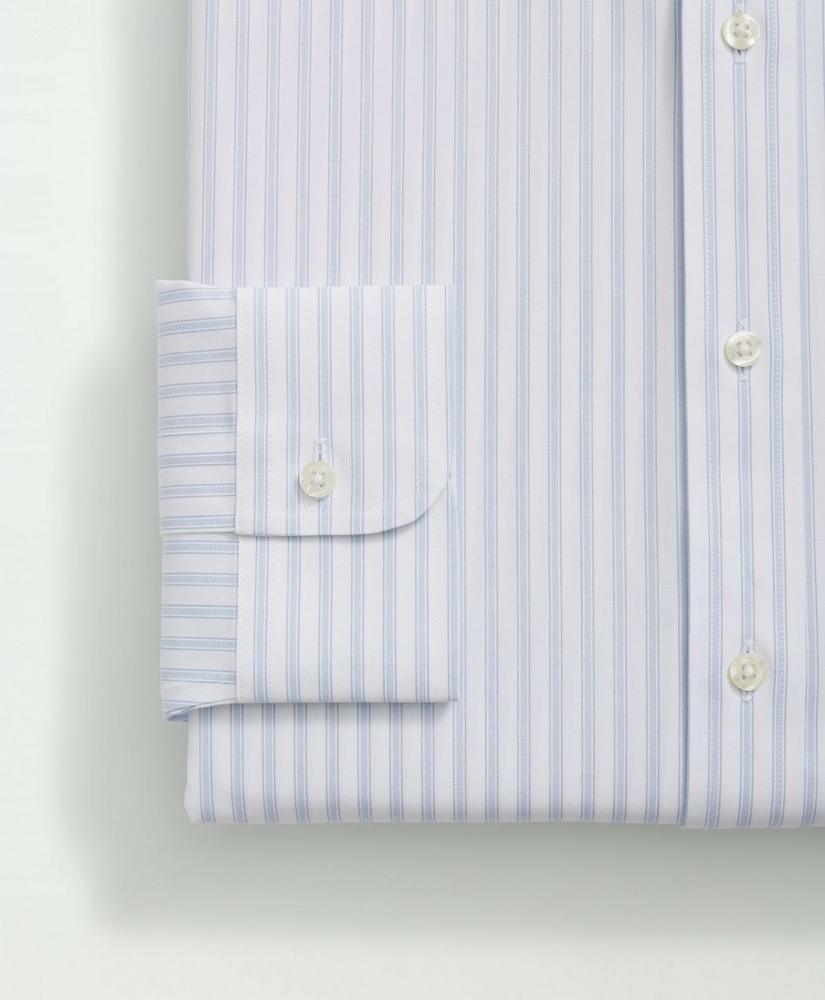 Stretch Supima® Cotton Non-Iron Poplin Polo Button Down Collar Track Striped Dress Shirt, image 3