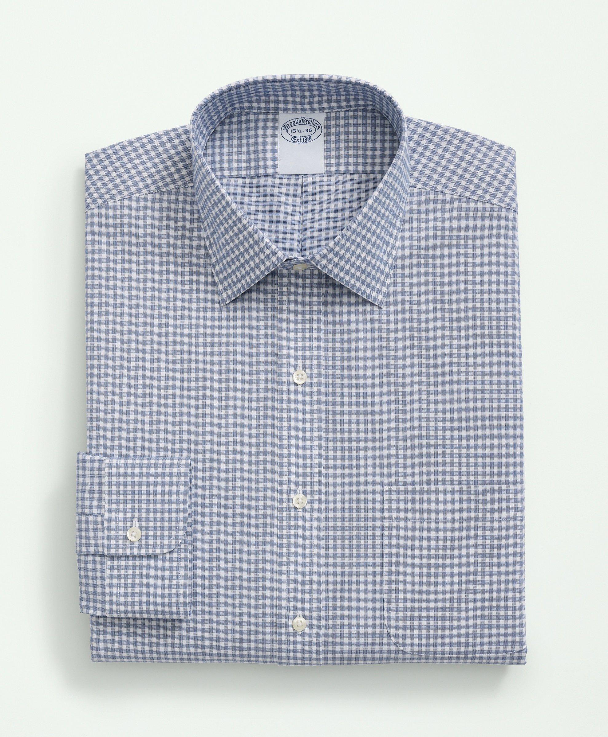 Stretch Supima® Cotton Non-Iron Poplin Ainsley Collar, Checked Dress Shirt, image 3