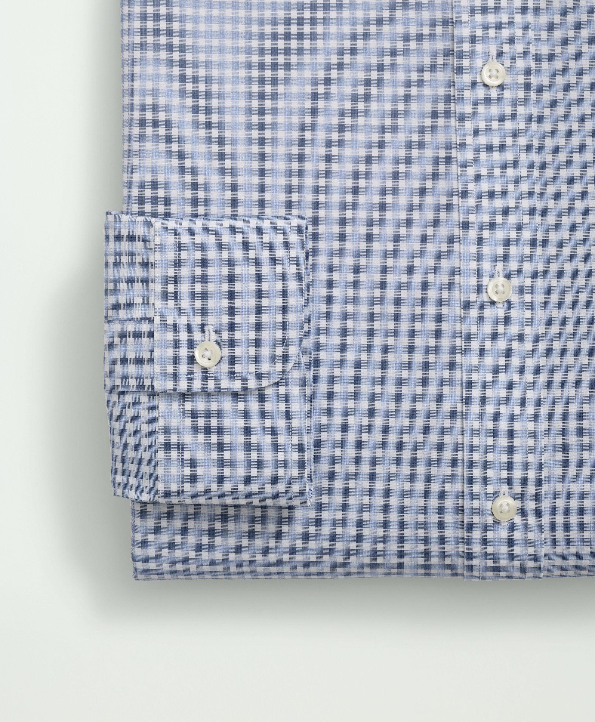 Stretch Supima® Cotton Non-Iron Poplin Ainsley Collar, Checked Dress Shirt