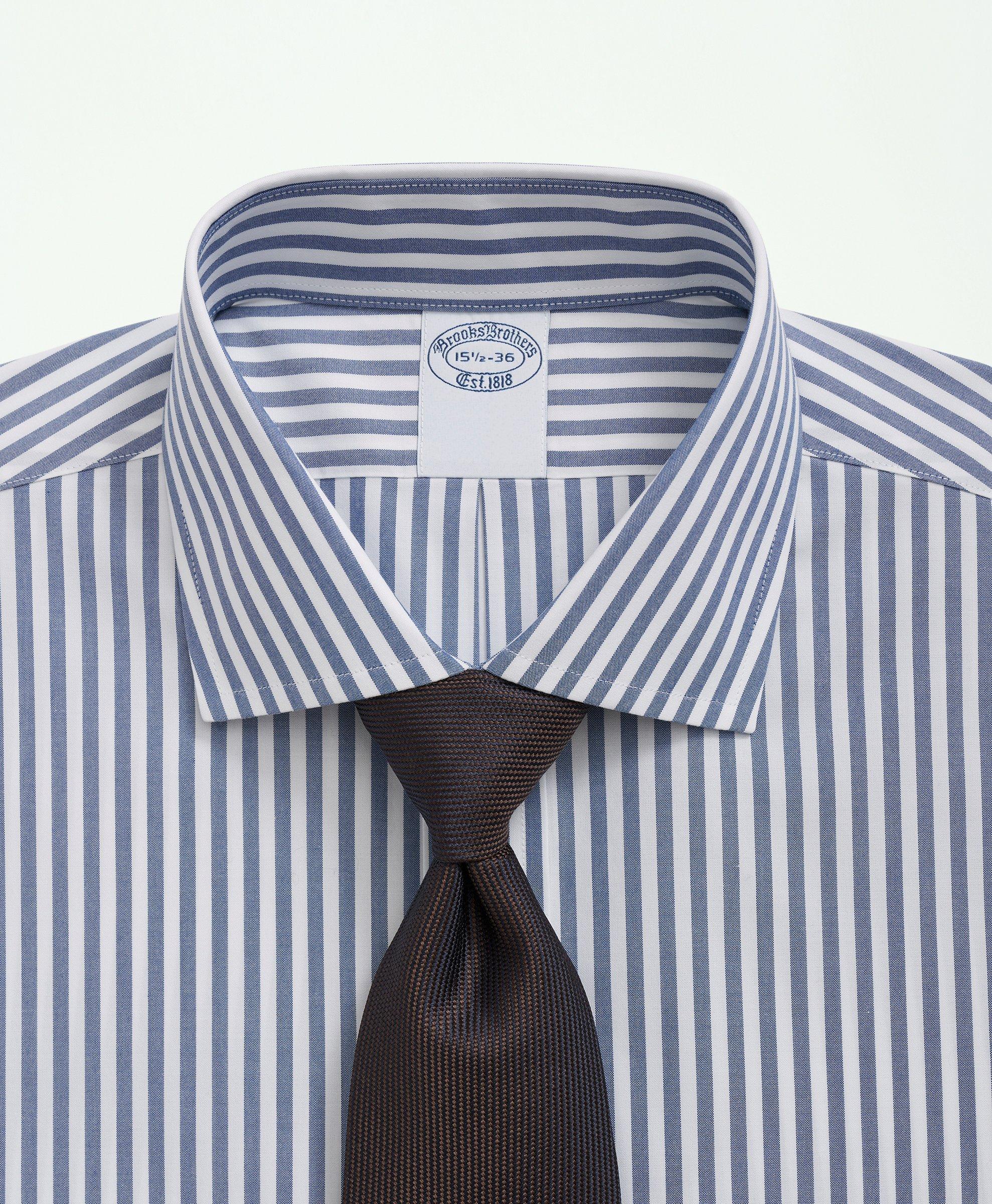 Stretch Supima® Cotton NonIron Poplin English Spread Collar, Striped