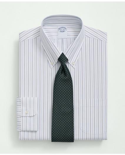 Stretch Supima® Cotton Non-Iron Poplin Polo Button-Down Collar, Striped Dress Shirt, image 1