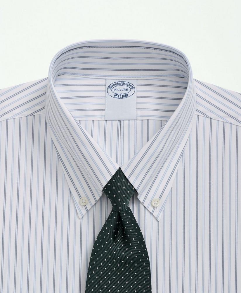 Stretch Supima® Cotton Non-Iron Poplin Polo Button-Down Collar, Striped Dress Shirt, image 2