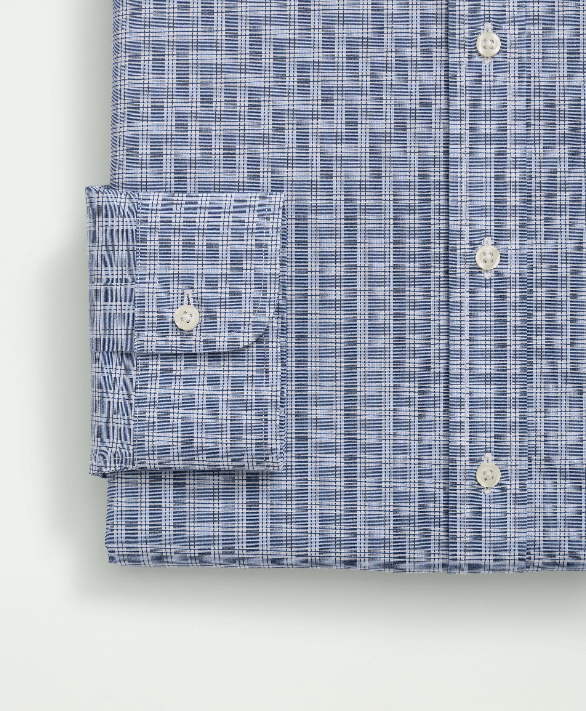 Stretch Supima® Cotton Non-Iron Poplin Ainsley Collar, Checked Dress Shirt