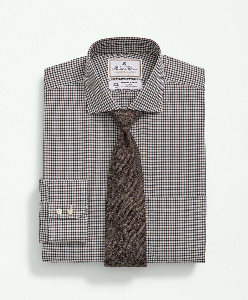 Brooks Brothers X Thomas Mason® Cotton Twill Londoner Collar, Checked Dress Shirt, image 1