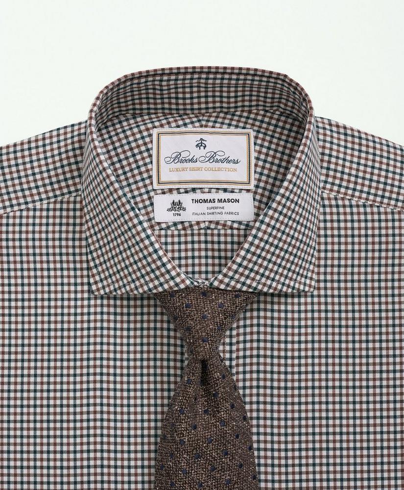 Brooks Brothers X Thomas Mason® Cotton Twill Londoner Collar, Checked Dress Shirt, image 2