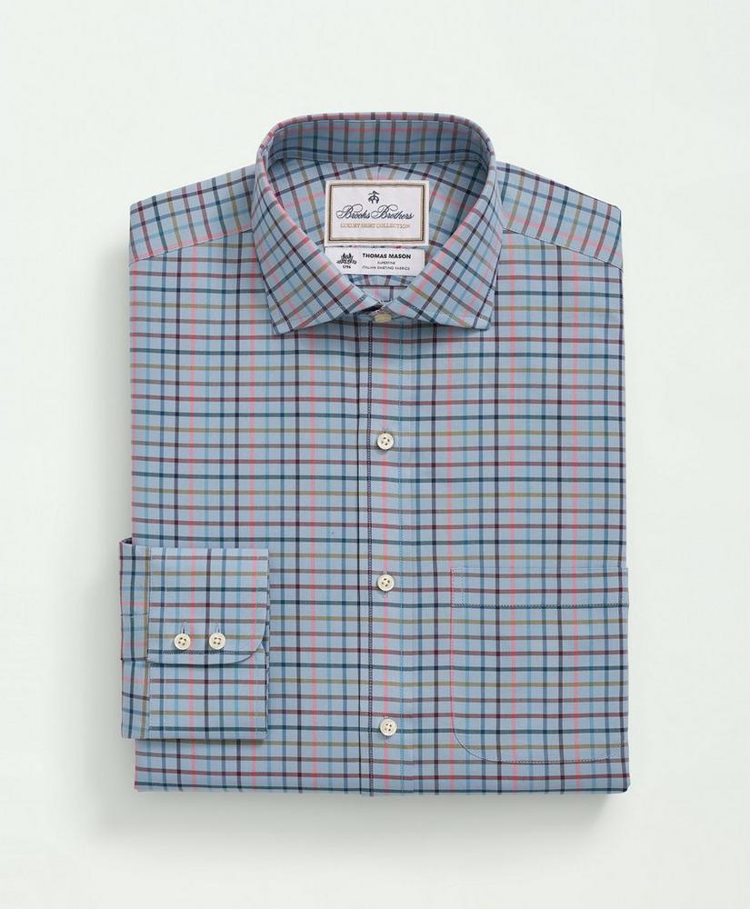 Brooks Brothers X Thomas Mason® Cotton Twill Londoner Collar, Checked Dress Shirt, image 4