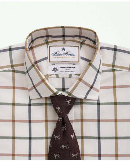 Brooks Brothers X Thomas Mason® Cotton Twill Londoner Collar, Windowpane Dress Shirt, image 4