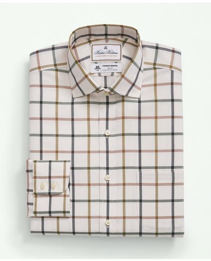 Brooks Brothers X Thomas Mason® Cotton Twill Londoner Collar, Windowpane Dress Shirt, image 3