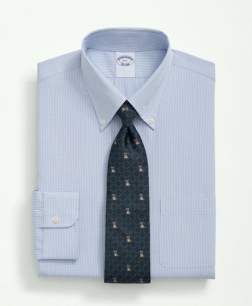 Supima® Cotton Poplin Polo Button-Down Collar, Micro Checked Dress Shirt, image 1