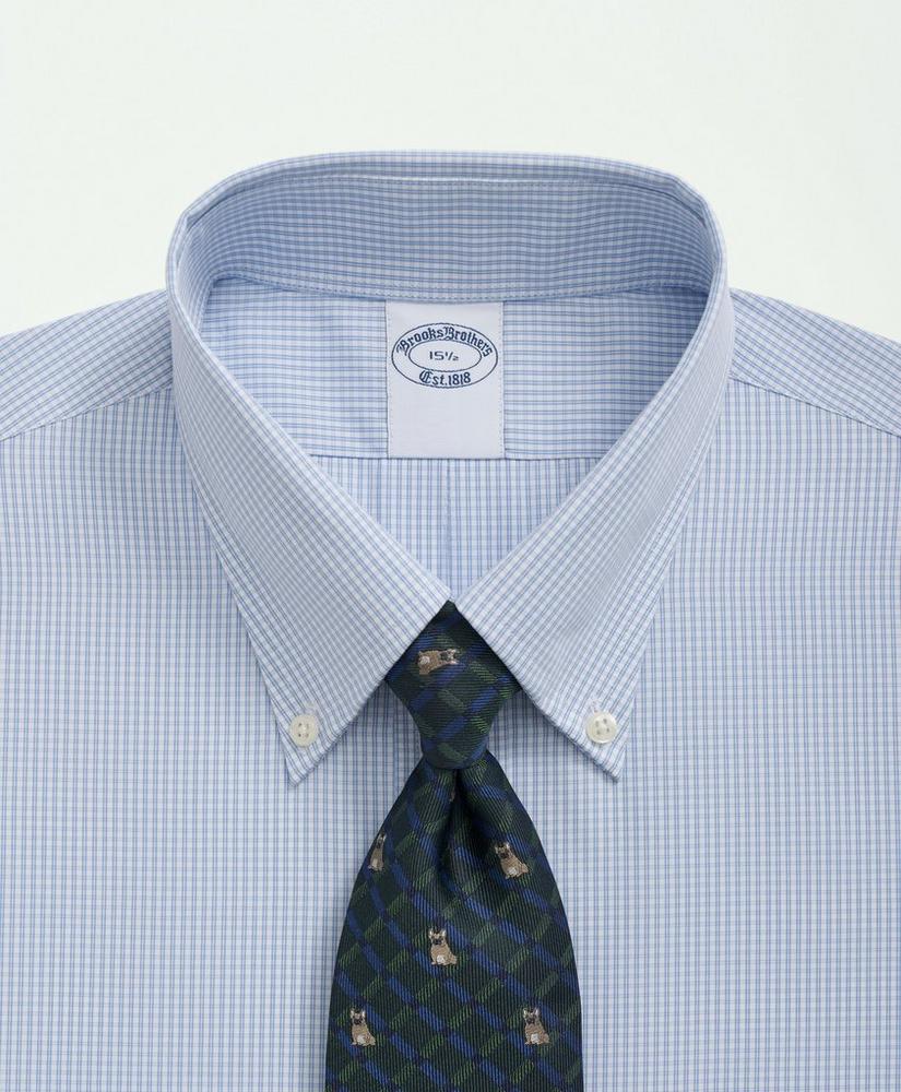 Supima® Cotton Poplin Polo Button-Down Collar, Micro Checked Dress Shirt, image 3