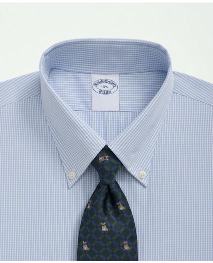 Supima® Cotton Poplin Polo Button-Down Collar, Micro Checked Dress Shirt, image 3