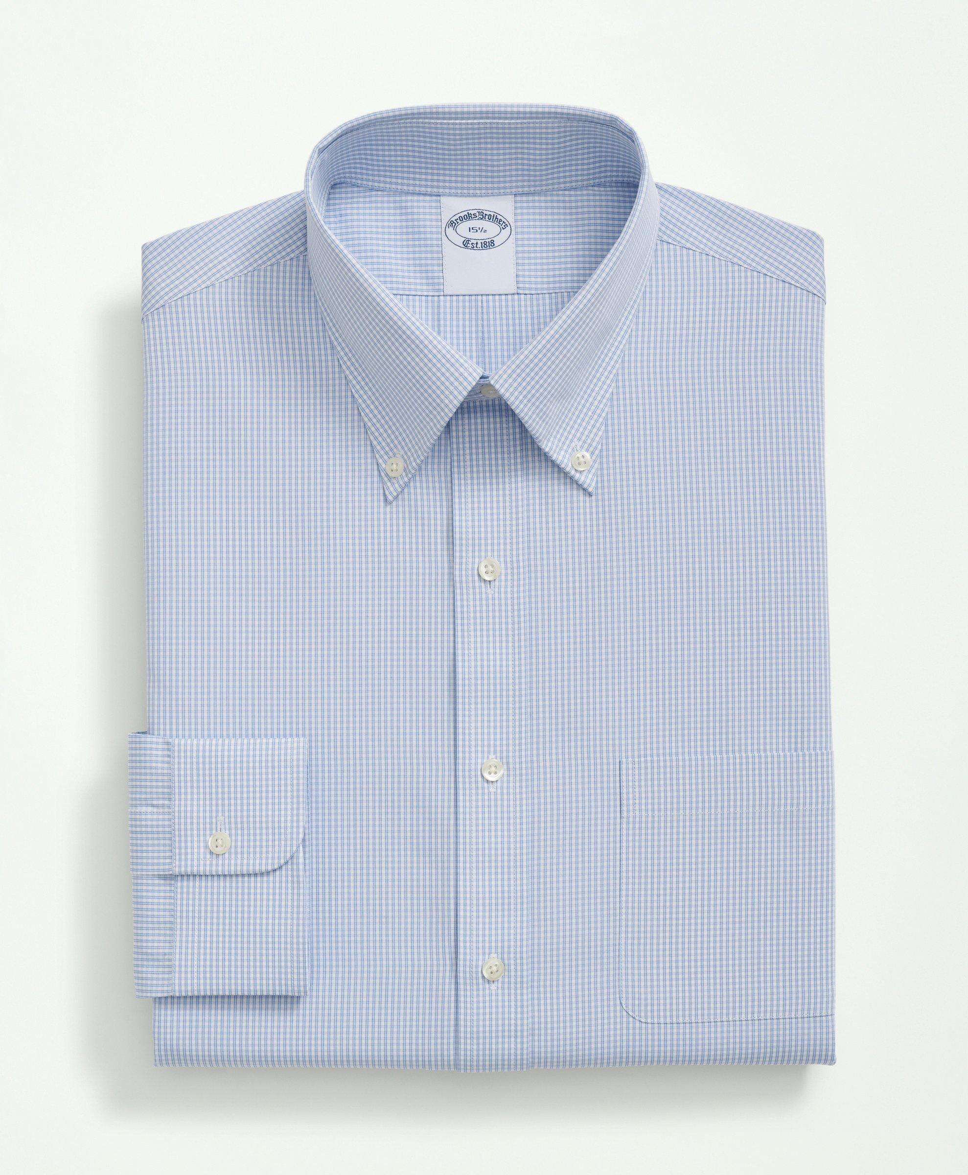 Supima® Cotton Poplin Polo Button-Down Collar, Micro Checked Dress Shirt
