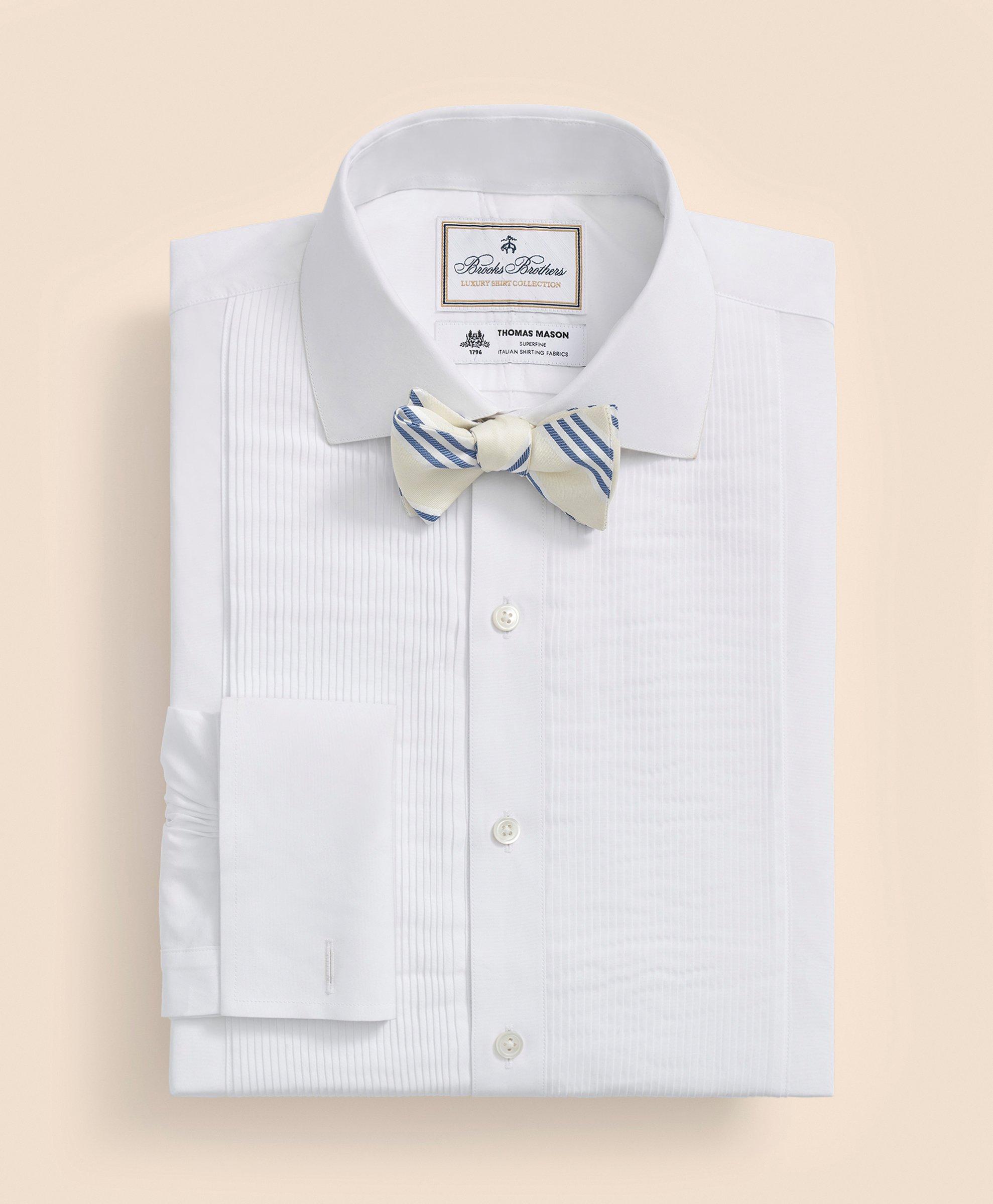 Brooks Brothers X Thomas Mason® Cotton English Collar, Swiss Pleat Front Tuxedo Shirt, image 1