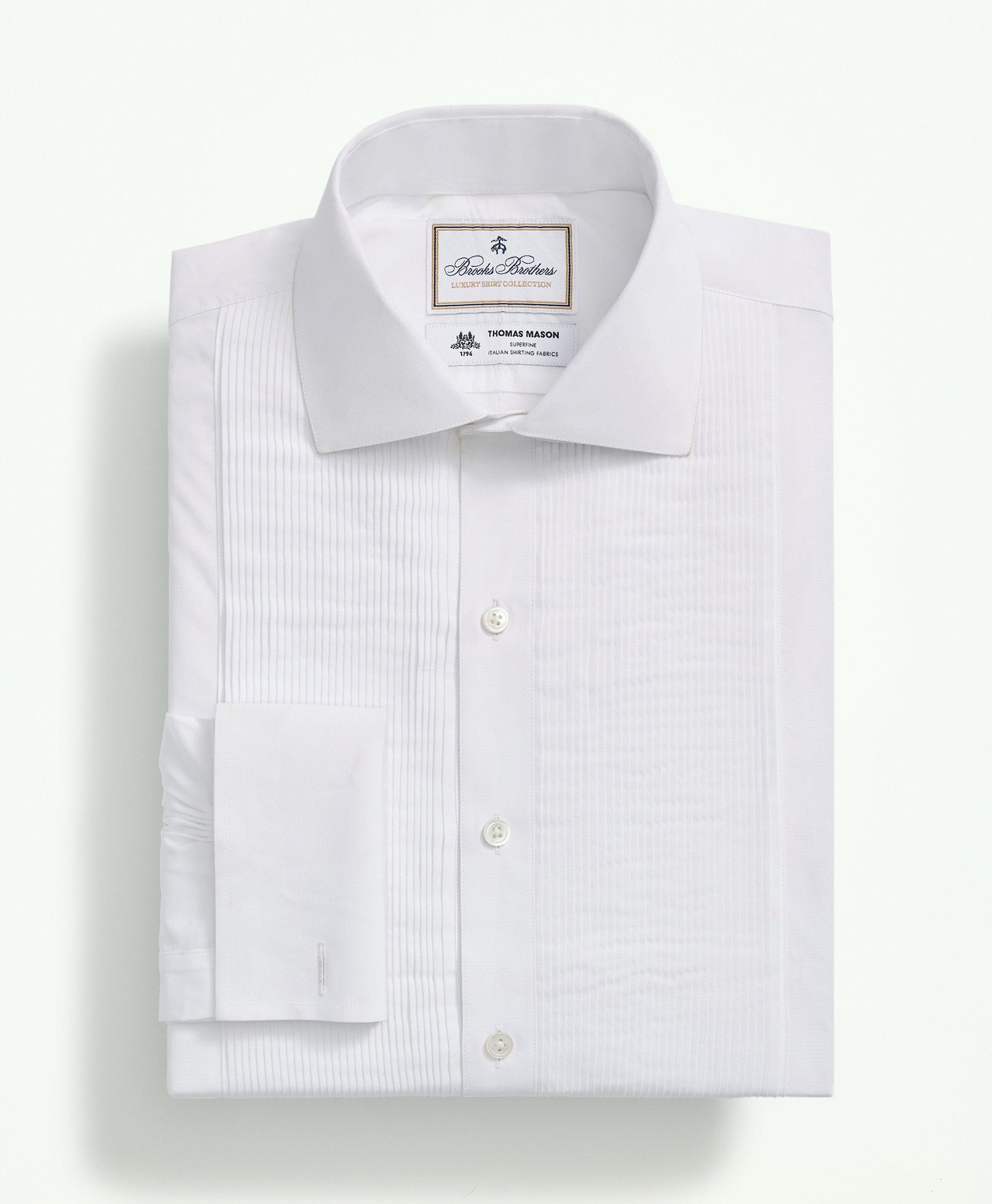 Brooks Brothers X Thomas Mason® Cotton English Collar, Swiss Pleat Front Tuxedo Shirt, image 3