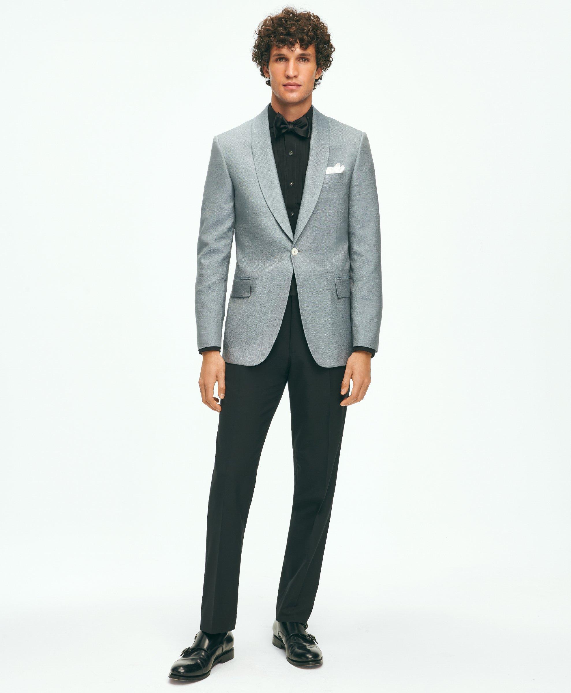 Black Fleece Shawl Collar Dinner Jacket in Silk Hopsack