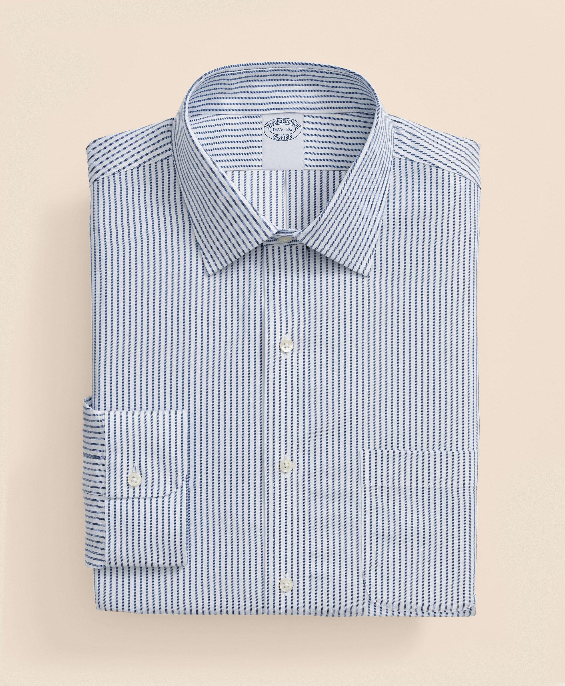 Brooks Brothers Explorer Collection Non-Iron Twill Ainsley Collar, Stripe  Dress Shirt