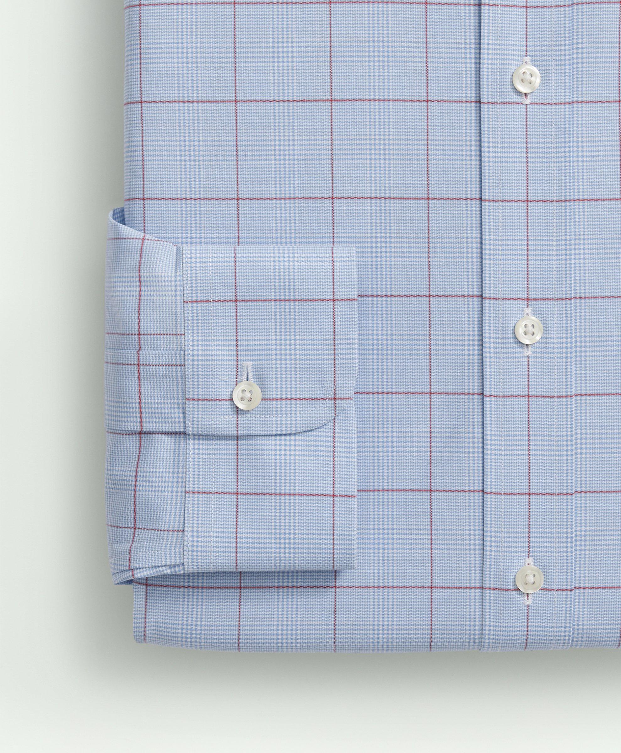 Stretch Supima® Cotton Non-Iron Poplin English Spread Collar, Glen 